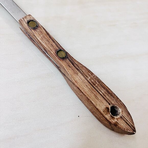 Royal Sharpcutter Stainless Slotted Spatula Turner Scalloped Curved Wood Handle - Picture 8 of 10